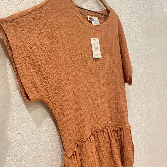 NWT Free People Beach Marni Tunic Dress Lovely Leo Small Ruffle Hem Boho Mini - Picture 4 of 10